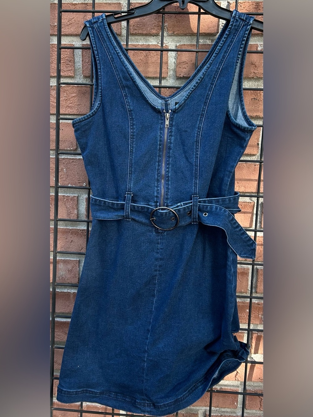 Rewash Dark Blue Denim Belted Sleeveless Dress